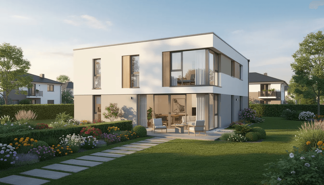 Modernes Einfamilienhaus mit Kunststofffenstern